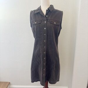 Vintage Rafaella black gray 100% cotton button down dress size 8